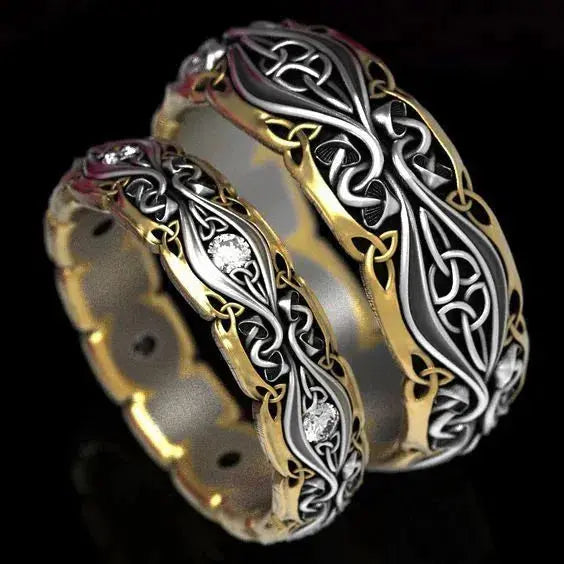 Fermo Vintage Coppia di Anelli in Oro e Argento
