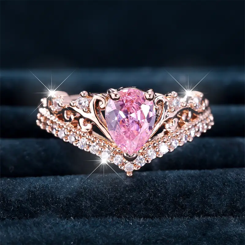 Anello a goccia con rosa