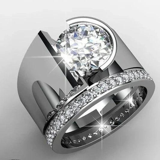 Anello Vintage con Zirconia Smerigliata Argentata