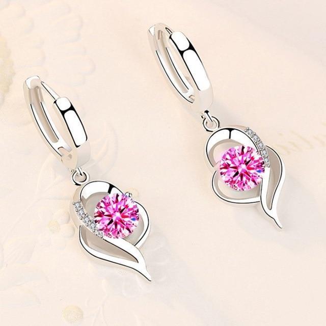 Orecchini a fiore in argento sterling 925 e zircone incastonata