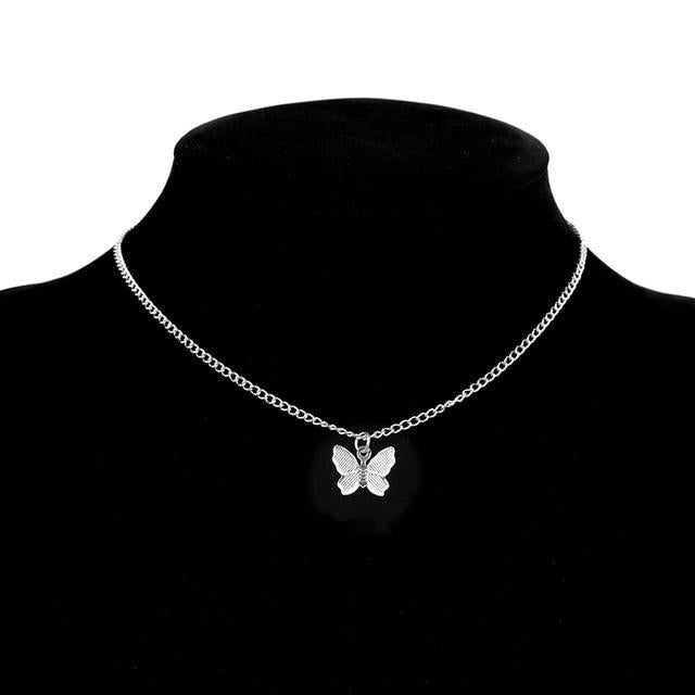 Collana con farfalla placcata argento e oro