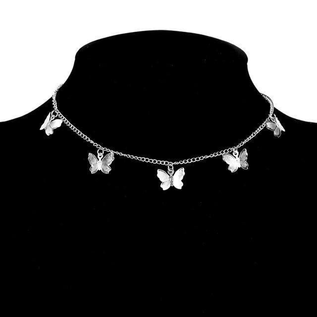 Collana con farfalla placcata argento e oro