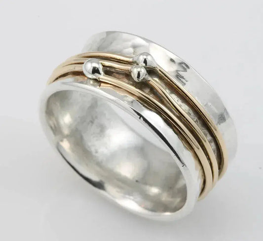 Anello d'argento a strati dorato vintage