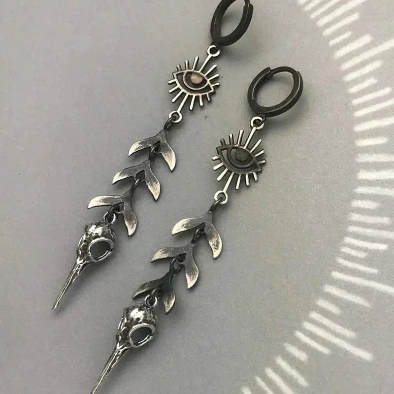 Orecchini pendenti con maschera Boho in argento