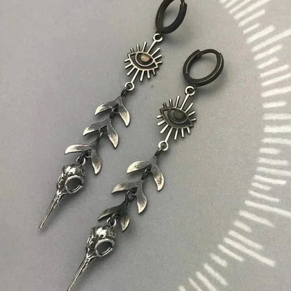 Orecchini pendenti con maschera Boho in argento