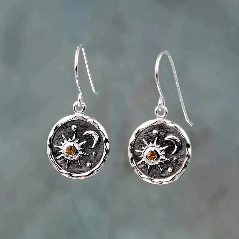 Orecchini con Sole e Luna in Oro e Argento