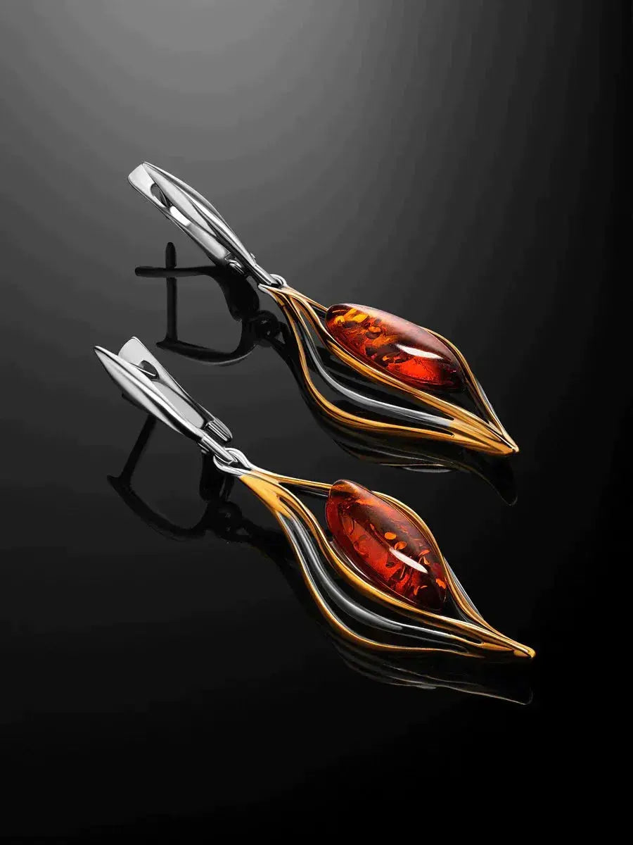 Orecchini pendenti a forma di fuoco in argento