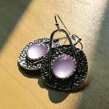 Orecchini boho con pietre viola in argento Sterling