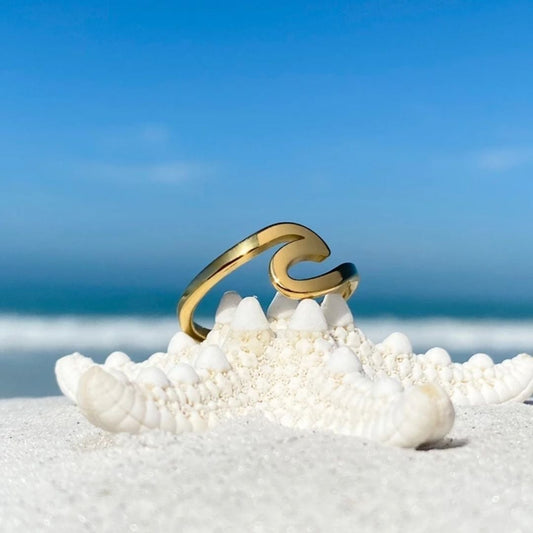 Anello Ondata Dorata del Mare