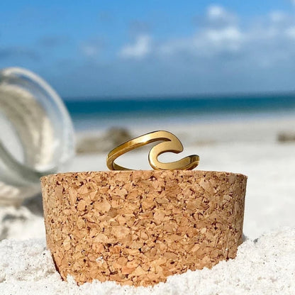 Anello Ondata Dorata del Mare