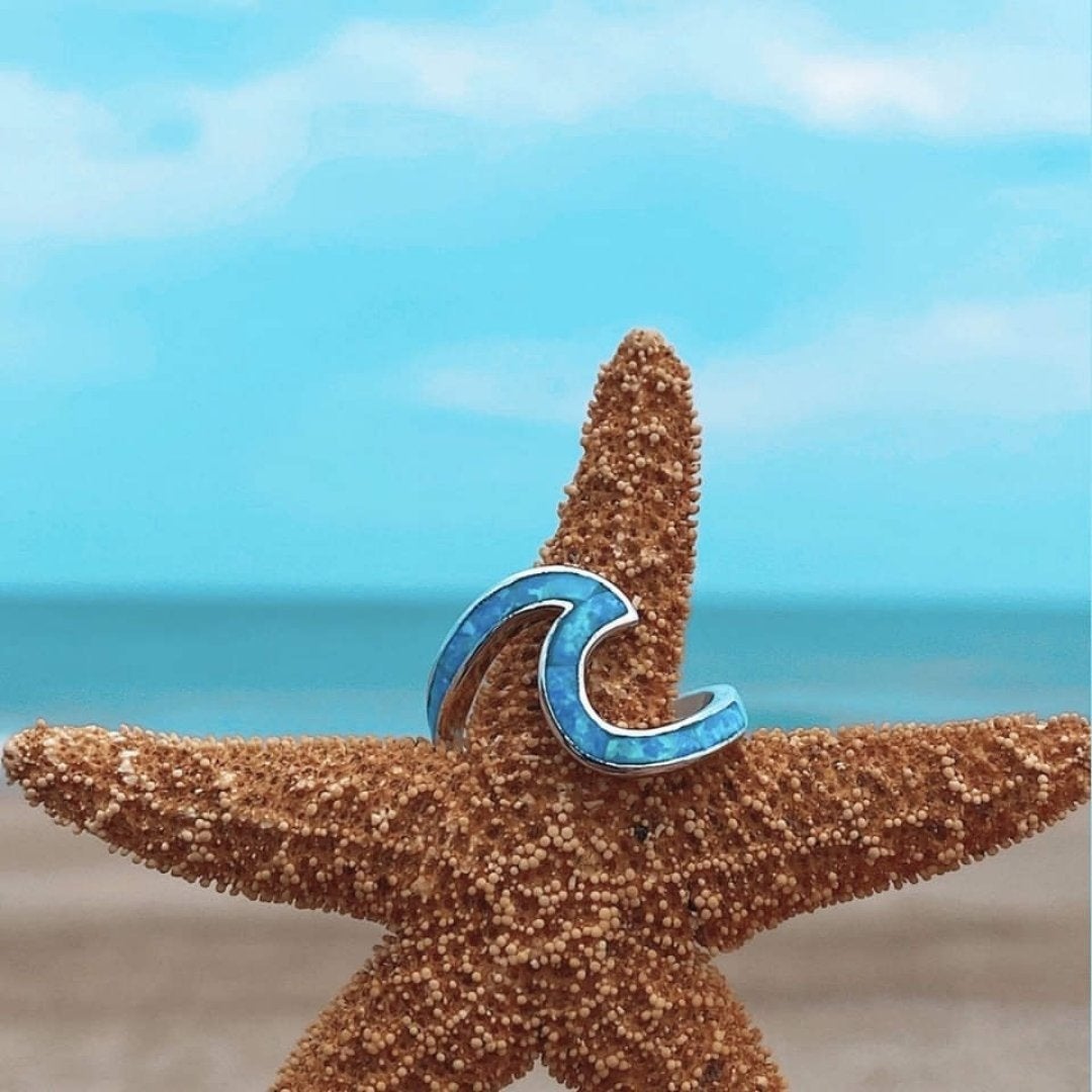 Anello Ondata del Mare in Opale e Argento