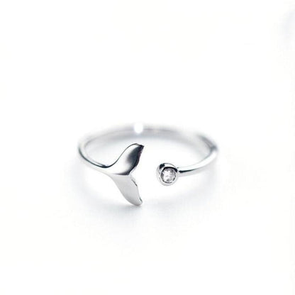 Anello con Coda di Delfino in Argento 925 Sterling con Zirconia Regolabile