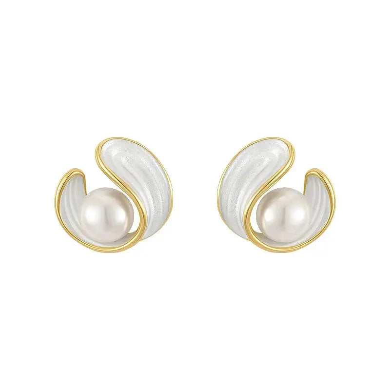 Orecchini di opale bianco di lusso con perle in oro