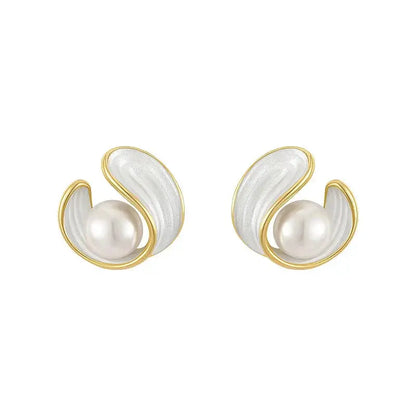 Orecchini di opale bianco di lusso con perle in oro