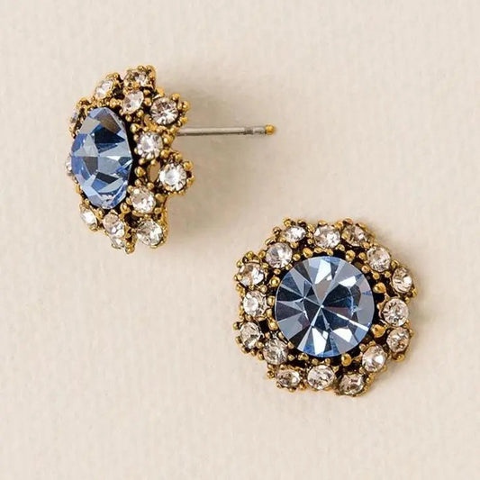 Orecchini vintage rotondi lucidi blu
