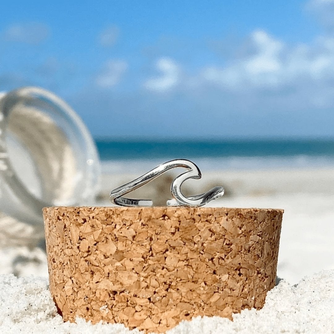Anello onda oceano d'argento