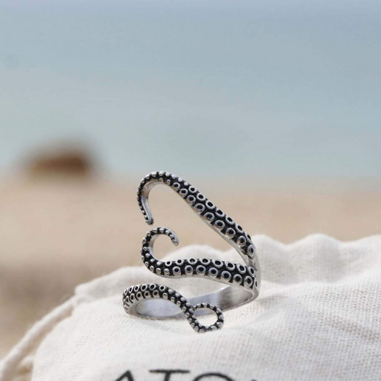 Anello regolabile in argento con tentacoli