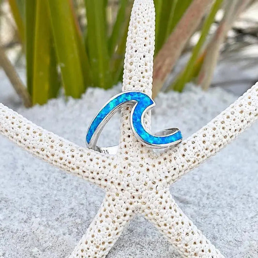 Anello Onde dell'Oceano in Opale e Argento