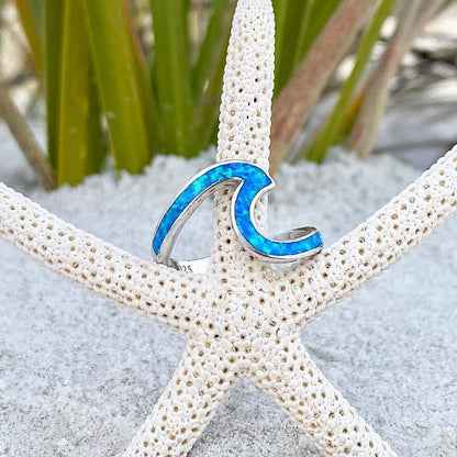Anello con Onde dell'Oceano in Opale e Argento