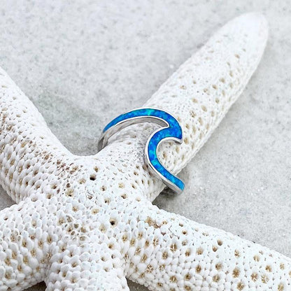 Anello con Onde dell'Oceano in Opale e Argento