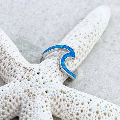 Anello Onde dell'Oceano in Opale e Argento