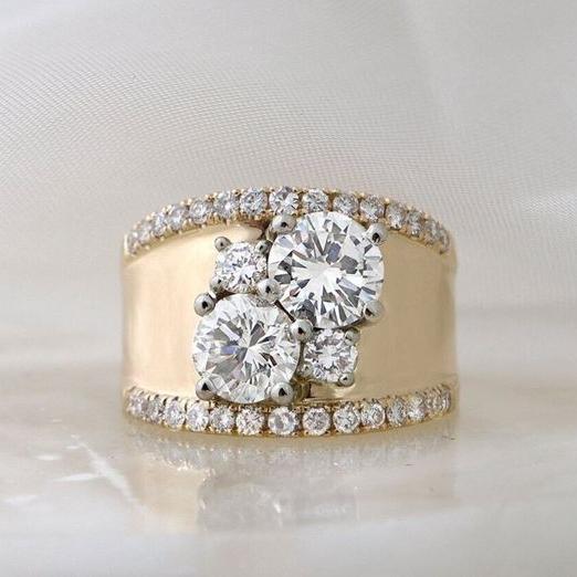 Anello Vintage Brillante in Zirconia Dorata
