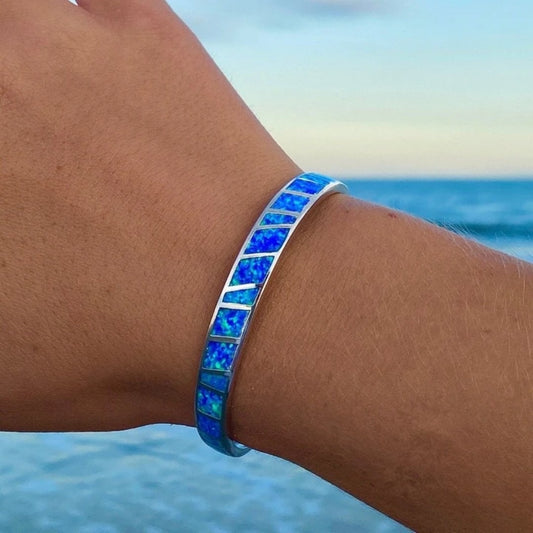 Braccialetto in Opale Blu e Argento