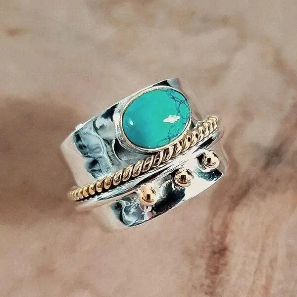 Anello a fascia larga turchese