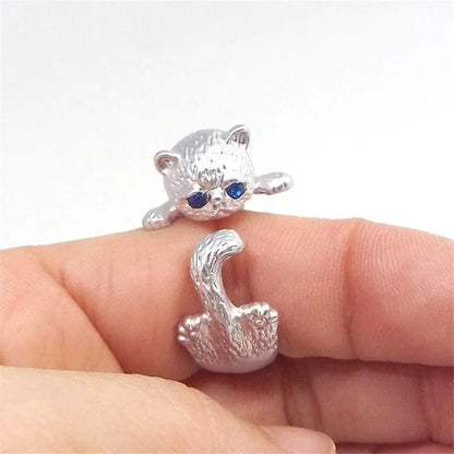 Anello regolabile in argento sterling 925 con gattino