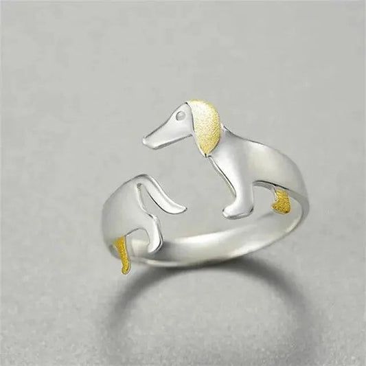 Anello in argento sterling 925 con bassotto
