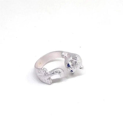 Anello regolabile in argento sterling 925 con gattino