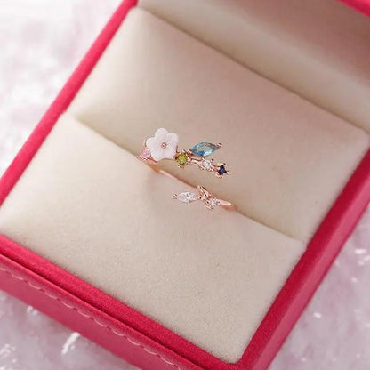 Anello regolabile Wildflower con pietre preziose in oro