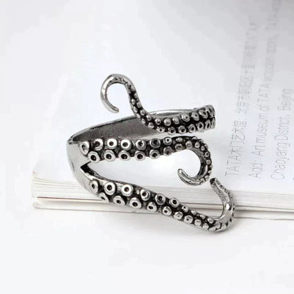 Anello regolabile in argento con tentacoli