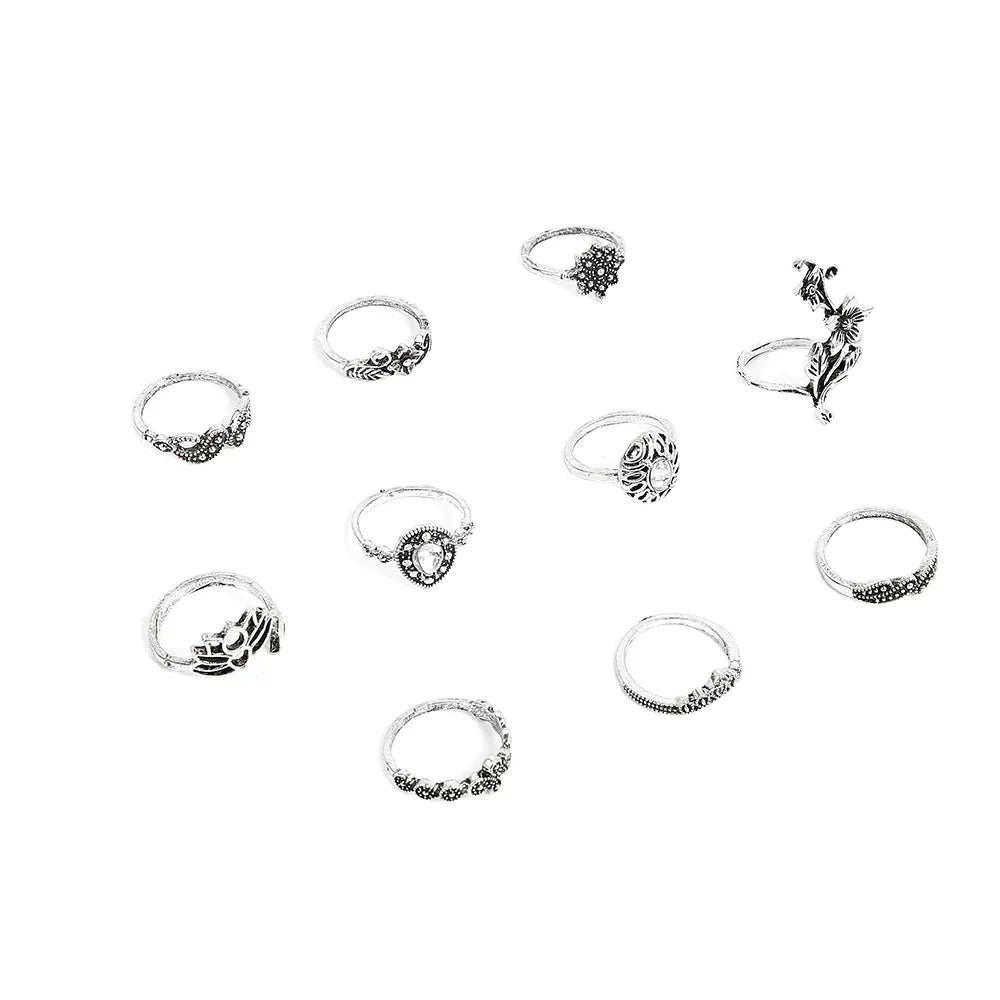Set di Anelli in Argento Antico con Dettagli Fofosi