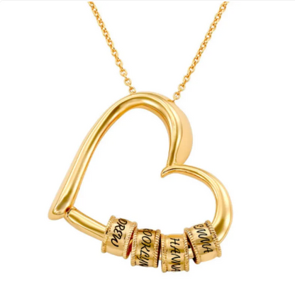 Collana con cuore personalizzata con opzione di allegare anelli e incisioni di nomi personalizzati