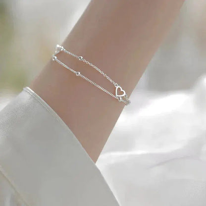 Bracciale regolabile a forma di cuore in argento
