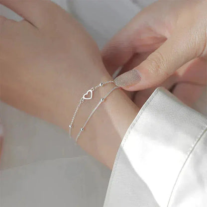 Bracciale regolabile a forma di cuore in argento