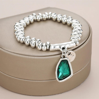 Braccialetto di cristallo con perle placcate in argento