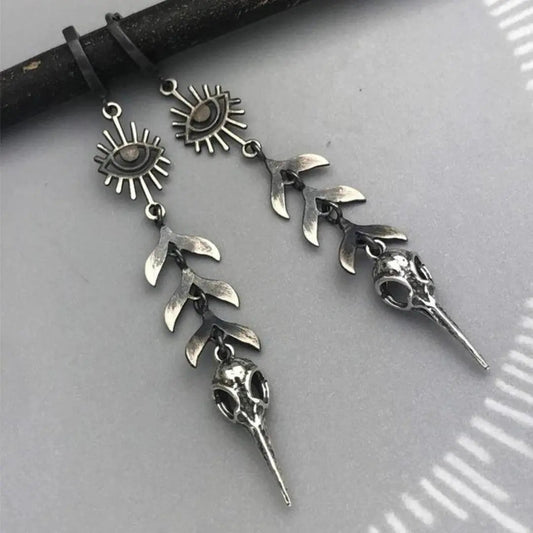 Orecchini pendenti con maschera Boho in argento