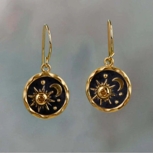Orecchini con Sole e Luna in Oro e Argento