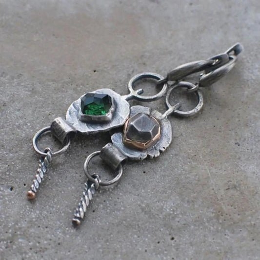 Orecchini boho bicolore con zirconia in argento