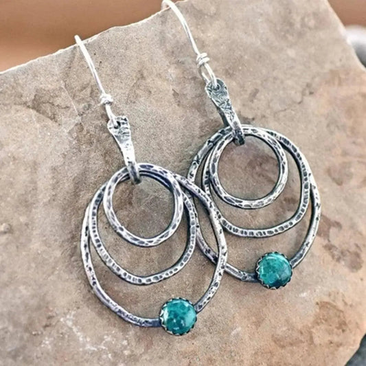 Orecchini a spirale vintage con opale e argento