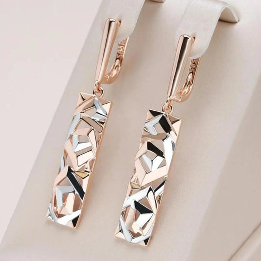 Orecchini Rettangolari Eleganti in Oro e Argento