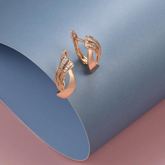 Orecchini Eleganti con Zirconia in Oro Rosa