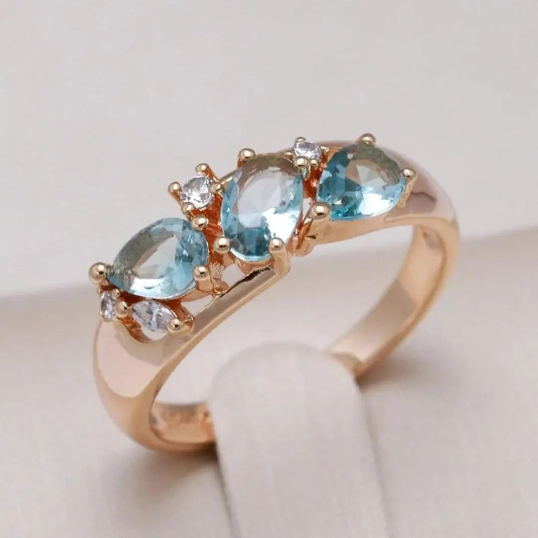 Anello in Zirconia Blu in Oro