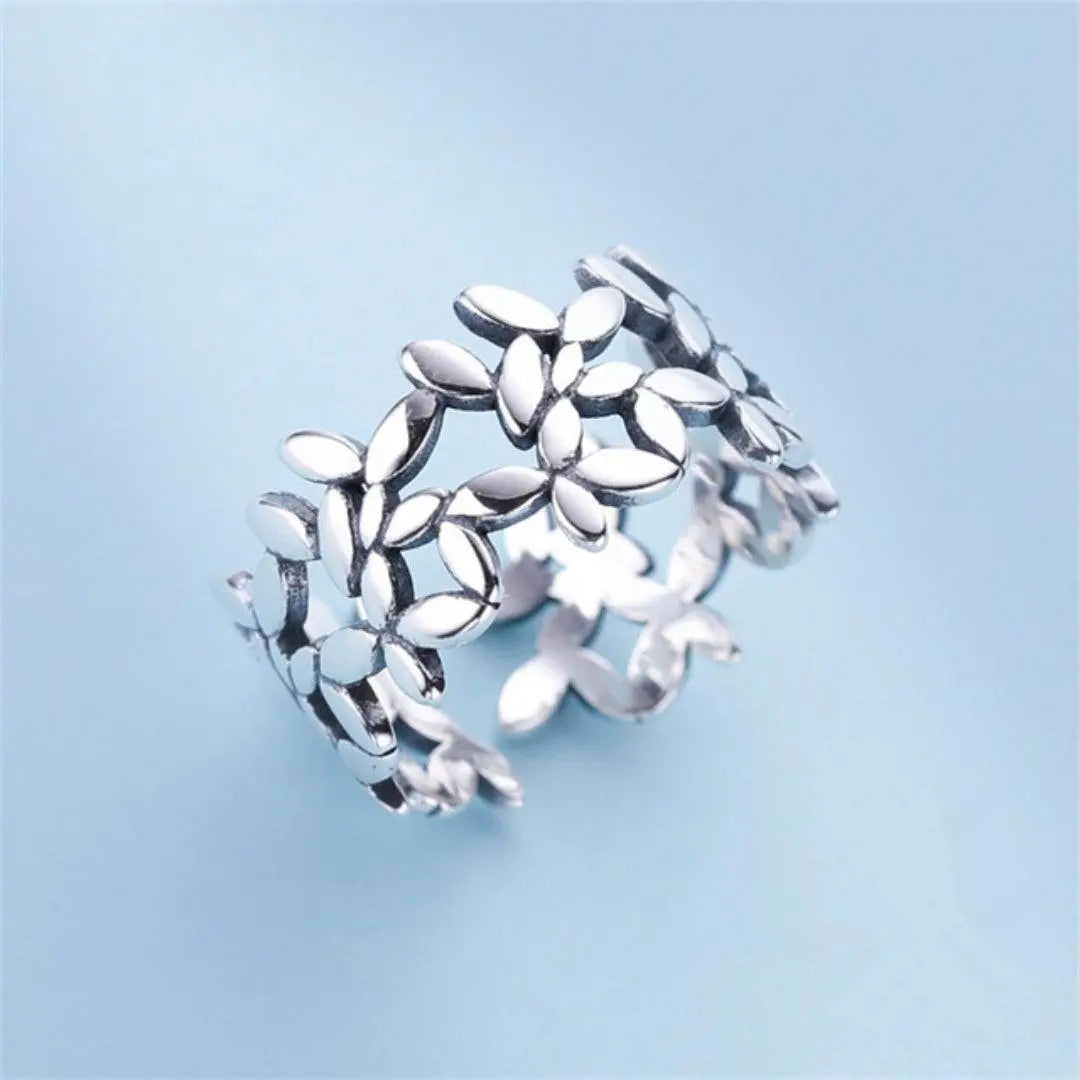 Anello regolabile in argento sterling con foglie di edera