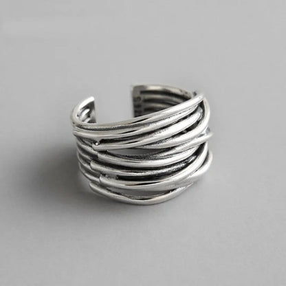 Anello regolabile in argento sterling 925 a più strati