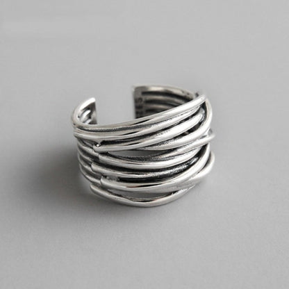 Anello regolabile multilivello in argento Sterling 925