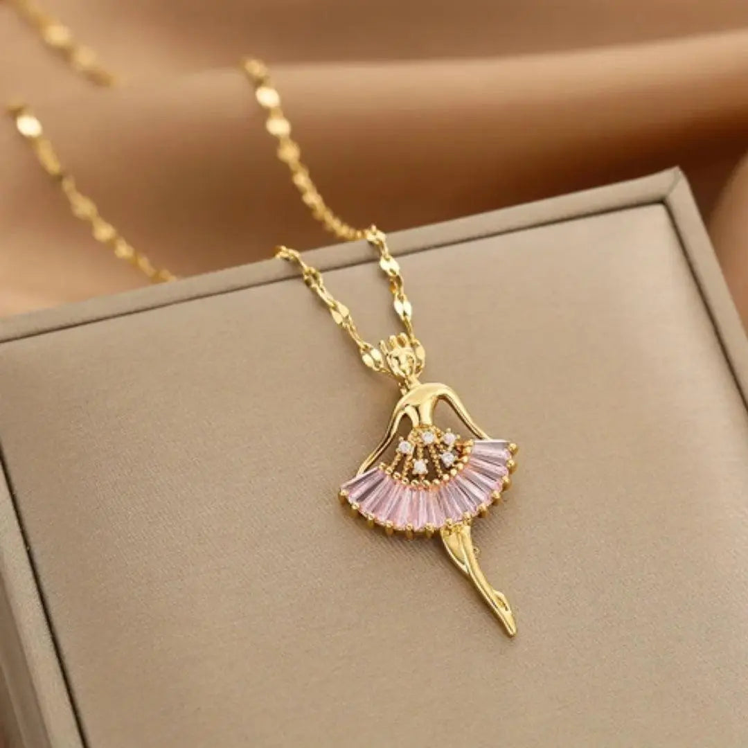 Collana con ballerina di cristallo in oro
