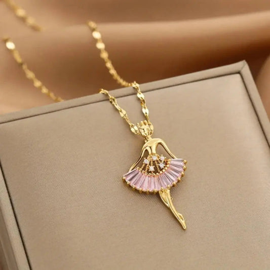 Collana con ballerina di cristallo in oro